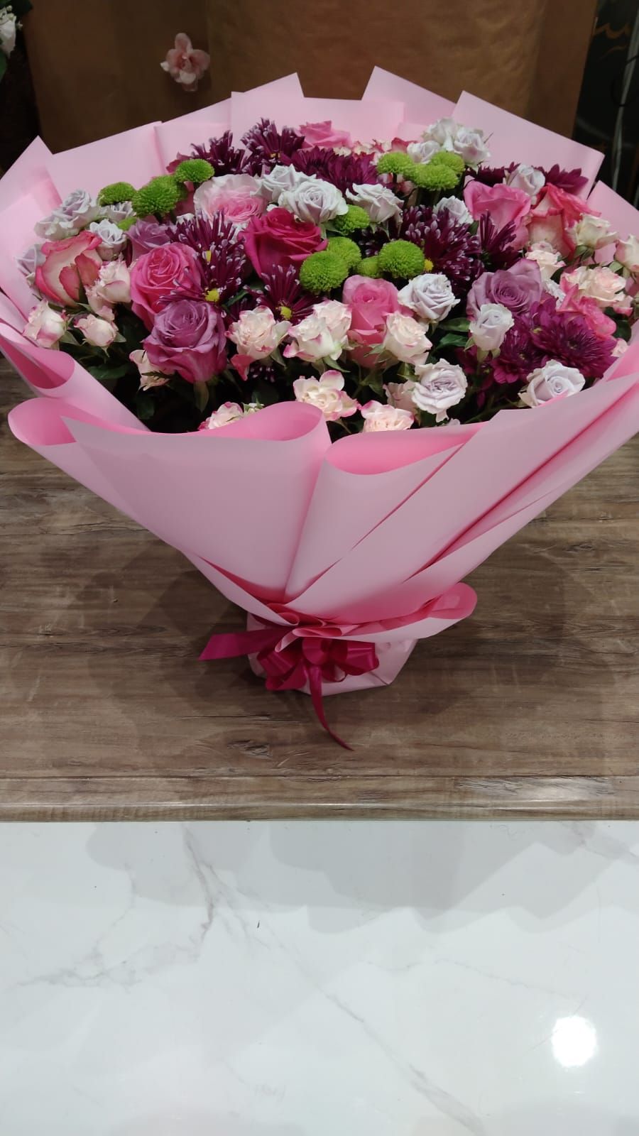 بوكيه ورد بينك 